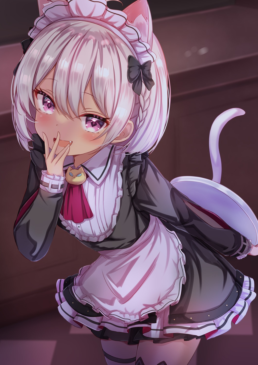 animal_ears, garter, maid, matsukai_mao, nekomimi, nijisanji, tail, yuano