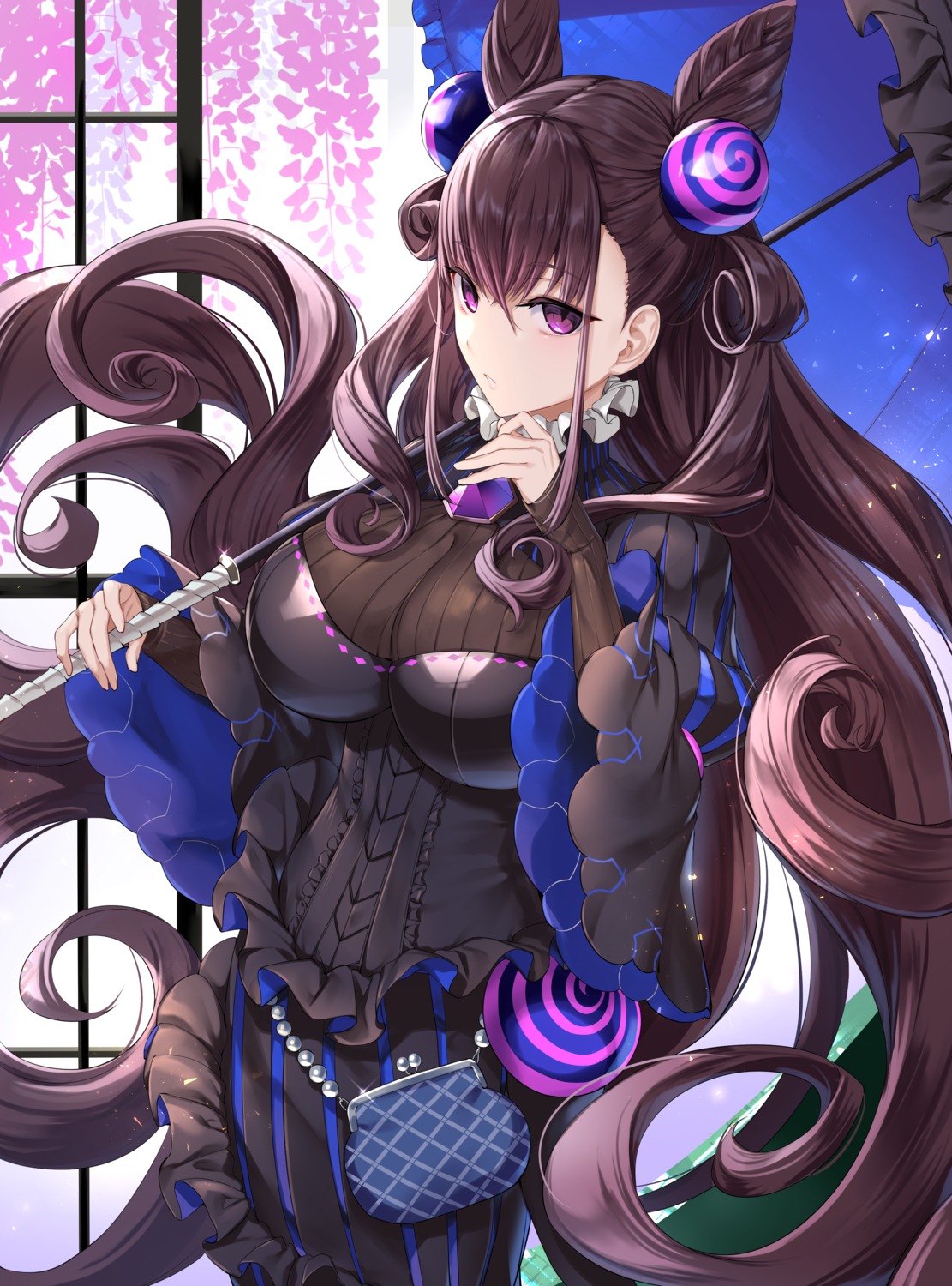 fate/grand_order, icomochi, murasaki_shikibu_(fate), umbrella