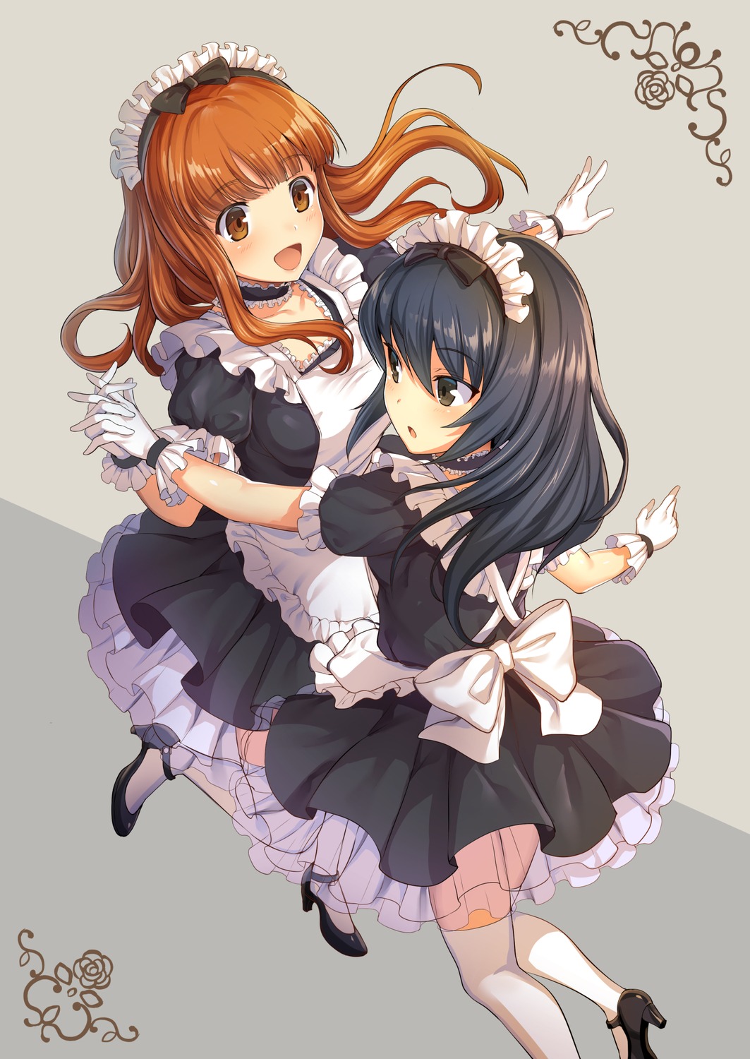 girls_und_panzer, heels, icomochi, maid, reizei_mako, see_through, takebe_saori, thighhighs