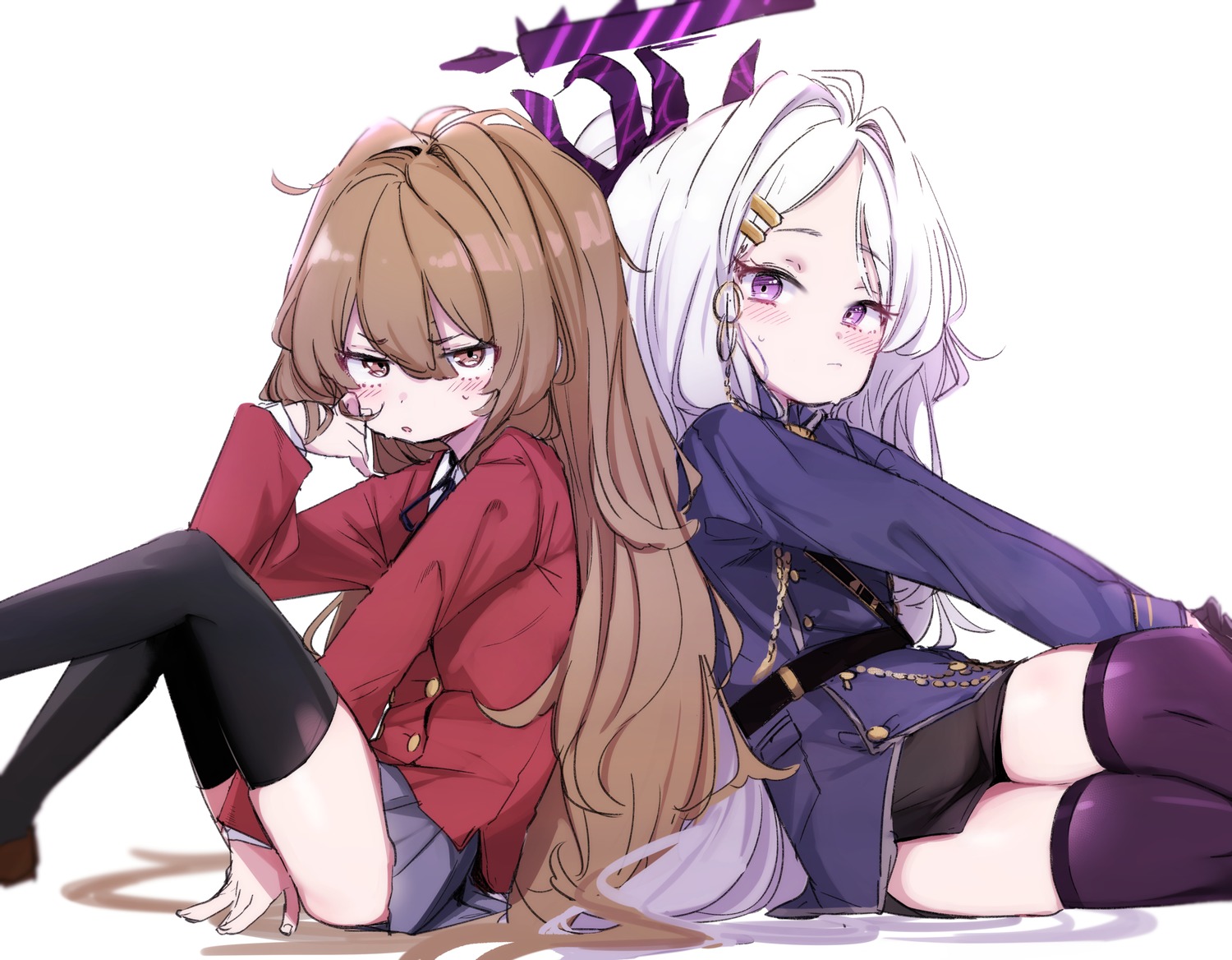 aisaka_taiga, blue_archive, crossover, halo, horns, kio_(yumekuikio), seifuku, sketch
