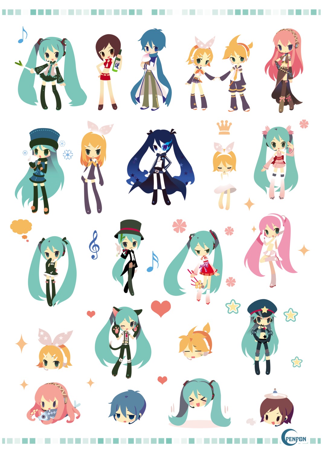 animal_ears, black_rock_shooter, black_rock_shooter_(character), character_design, hatsune_miku, kagamine_len, kagamine_rin, kaito, megurine_luka, meiko, meltdown_(vocaloid), nekomimi, pistacia_vera, project_diva, takoluka, vocaloid