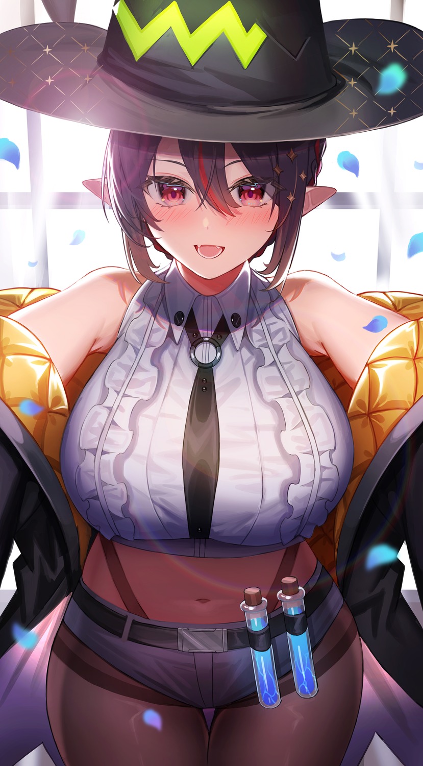 amahara_subaru, indie_virtual_youtuber, isonade_orca, pantyhose, pointy_ears, witch
