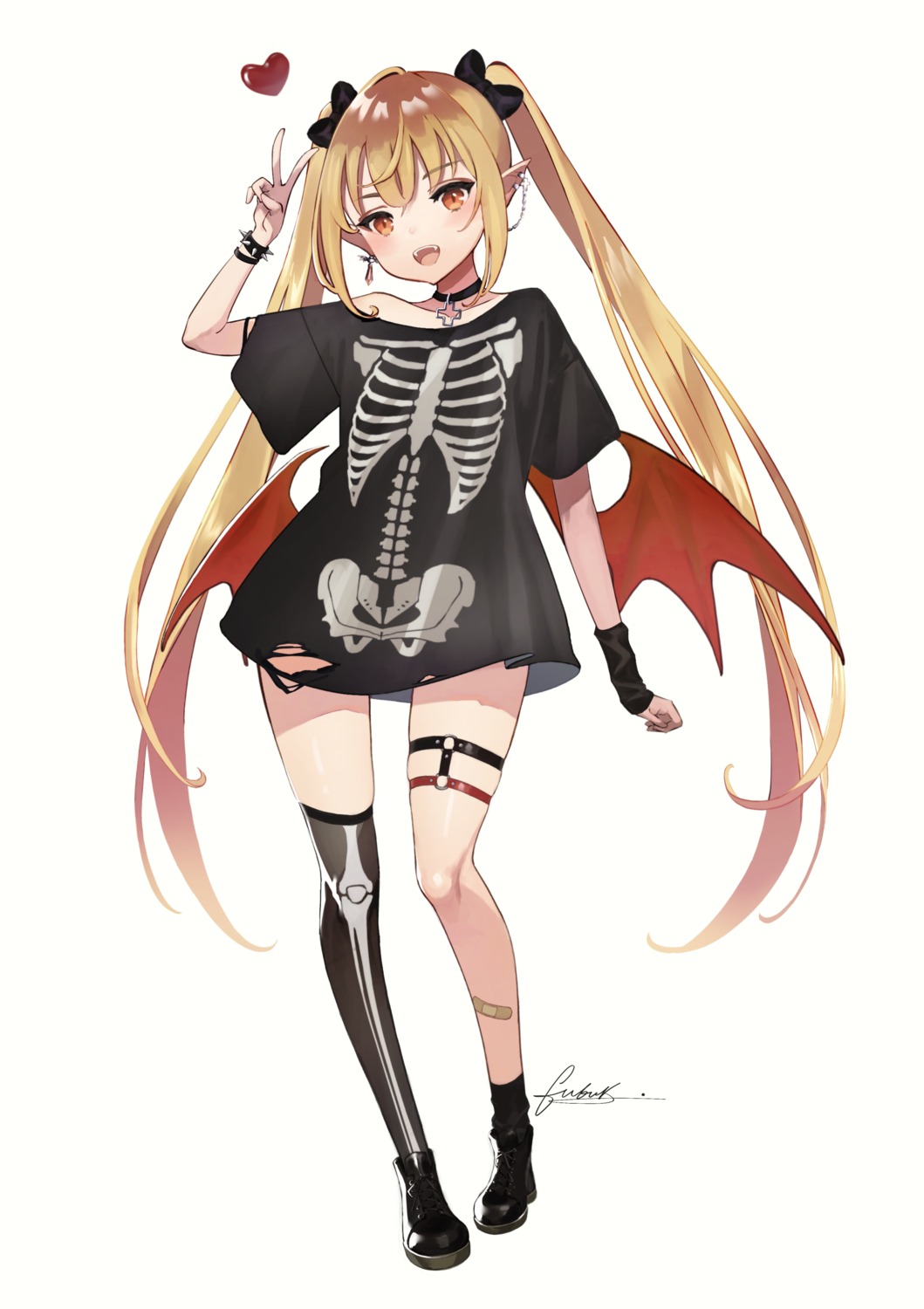 bandaid, fubuki_(fakemonkey0224), garter, pointy_ears, thighhighs