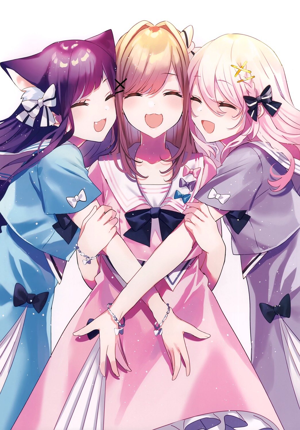 animal_ears, chroma_(saine), crossover, fensi, indie_virtual_youtuber, kamishiro_kurea, nekomimi, nijisanji, saine, seifuku, sephira_su, suzuhara_ruru