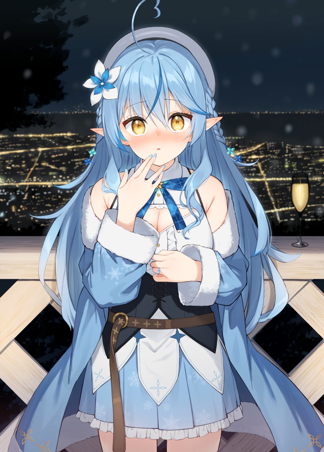dress, elf, hololive, mirai_(mirai76_), pointy_ears, yukihana_lamy