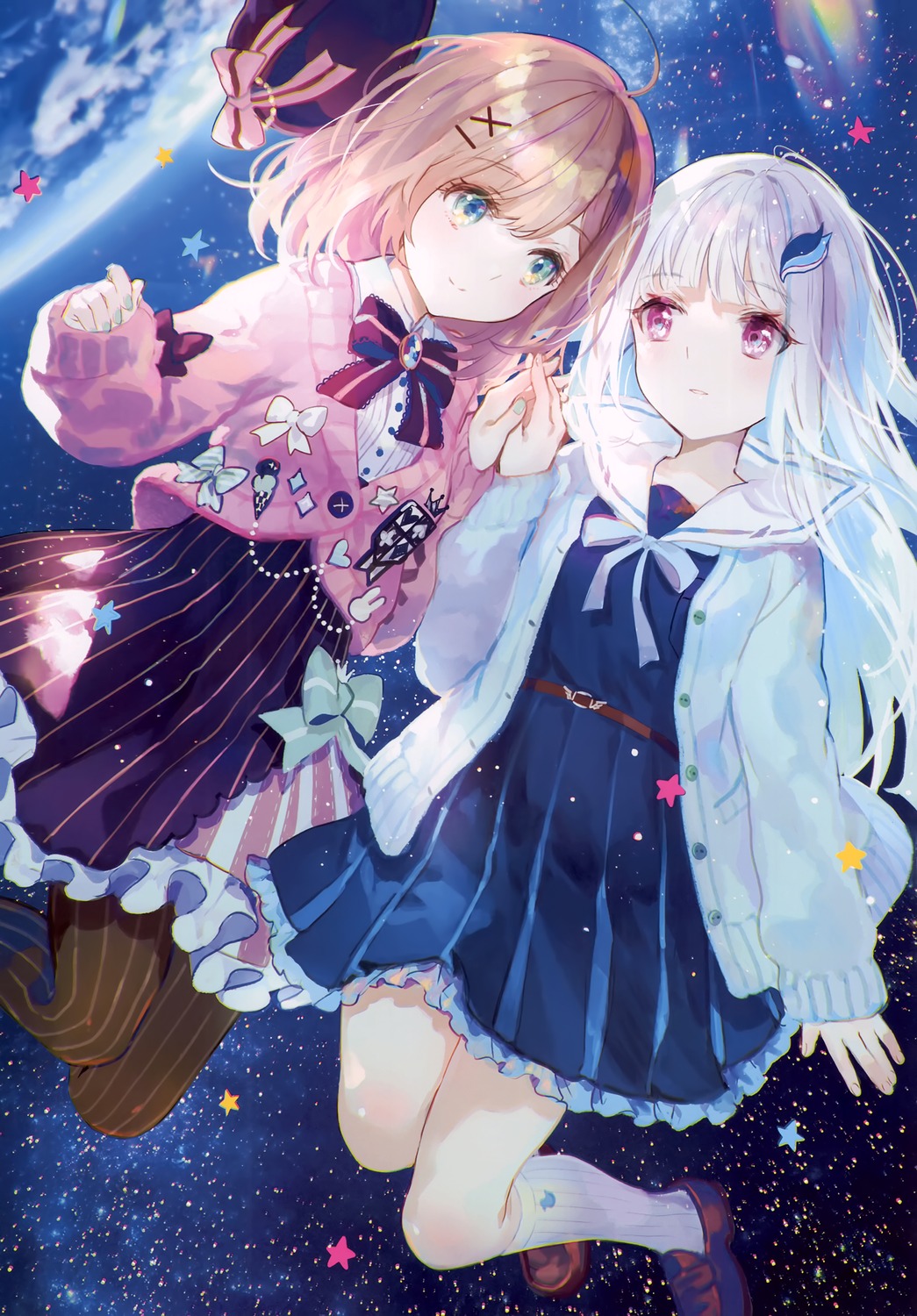 chroma_(saine), fuzichoko, lize_helesta, nijisanji, pantyhose, seifuku, suzuhara_ruru, sweater