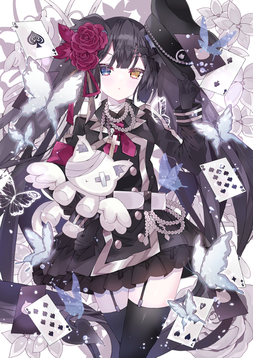 aoi_yugina, gothic_lolita, heterochromia, lolita_fashion, stockings, thighhighs