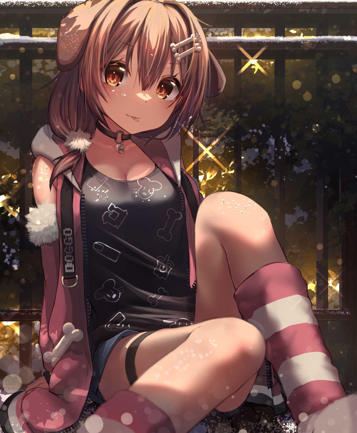 animal_ears, cleavage, garter, hololive, hololive_gamers, inaba_teitoku, inugami_korone, inumimi