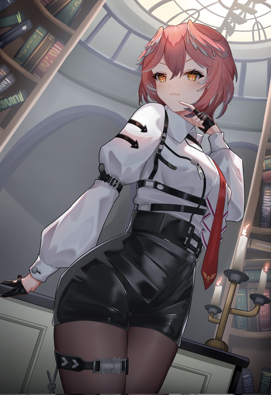 garter, hololive, pantyhose, takane_lui, uniform, wings, yuelii