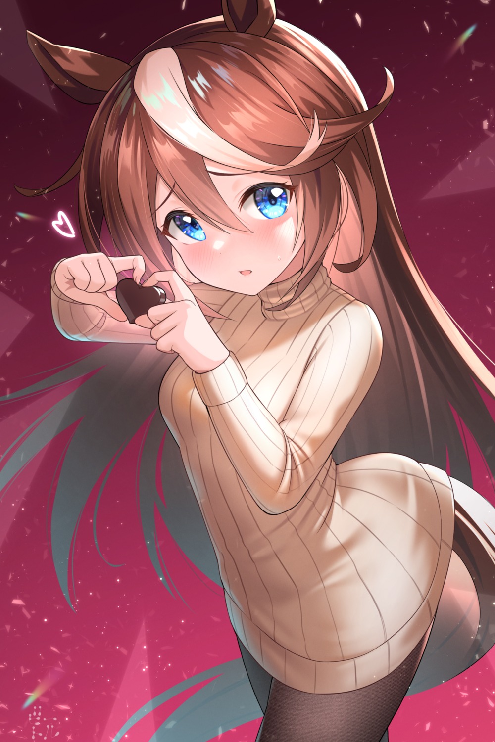 animal_ears, bettle_(b_s_a_n), dress, pantyhose, sweater, tail, tokai_teio_(umamusume), uma_musume_pretty_derby