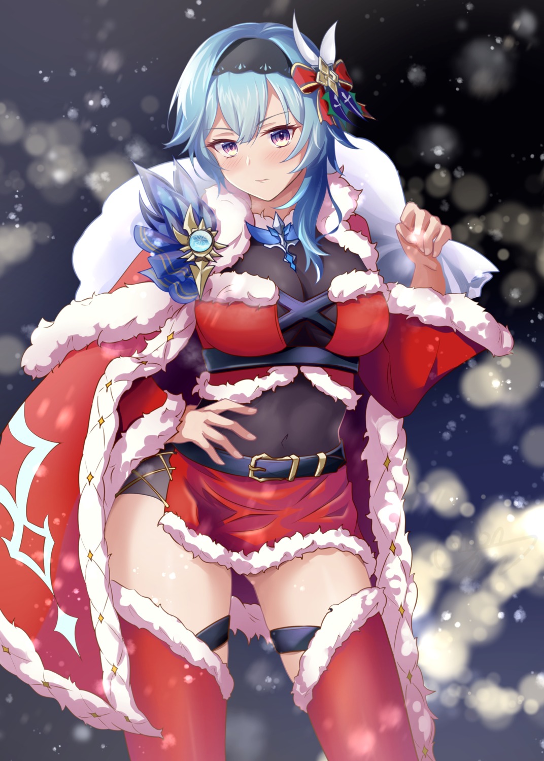 christmas, eula, garter, genshin_impact, mon-chan, thighhighs
