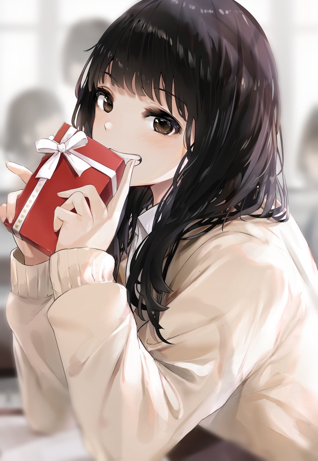 kurokuro_illust, seifuku, sweater, valentine