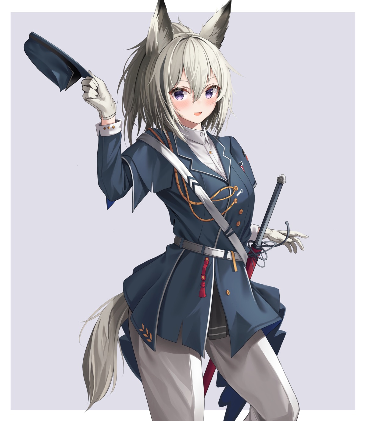 animal_ears, arknights, chun_bae, grani_(arknights), sword, tail, uniform