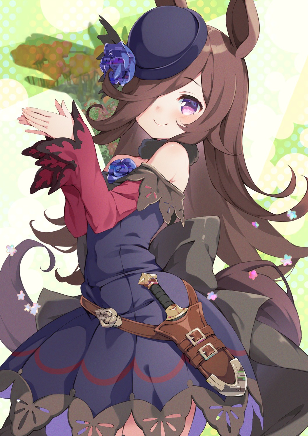 animal_ears, dress, pilokey, rice_shower_(umamusume), tail, uma_musume_pretty_derby, weapon