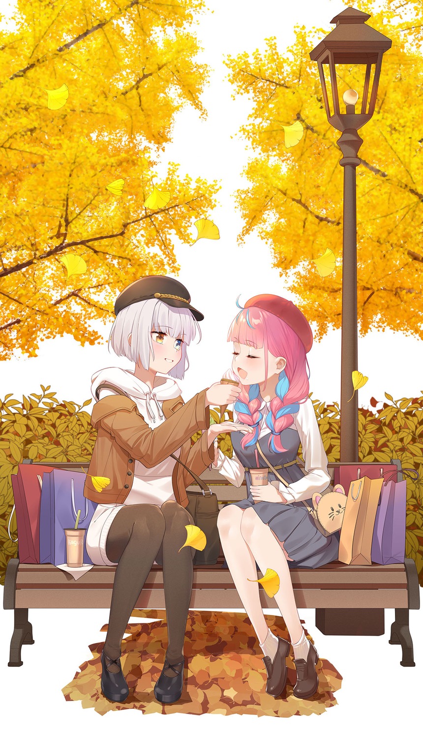 crossover, dress, heterochromia, hololive, kagura_mea, kagura_mea_channel, minato_aqua, thighhighs