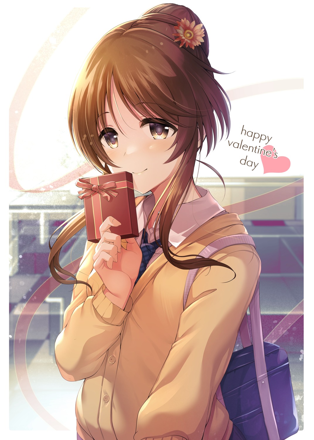ment, seifuku, sweater, takamori_aiko, the_idolm@ster, the_idolm@ster_cinderella_girls, valentine