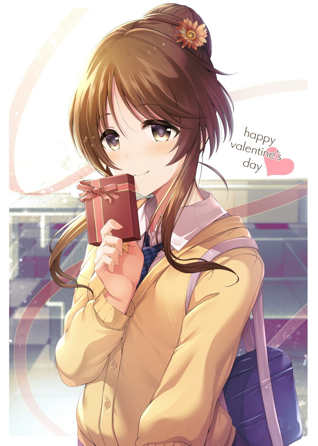 ment, seifuku, sweater, takamori_aiko, the_idolm@ster, the_idolm@ster_cinderella_girls, valentine