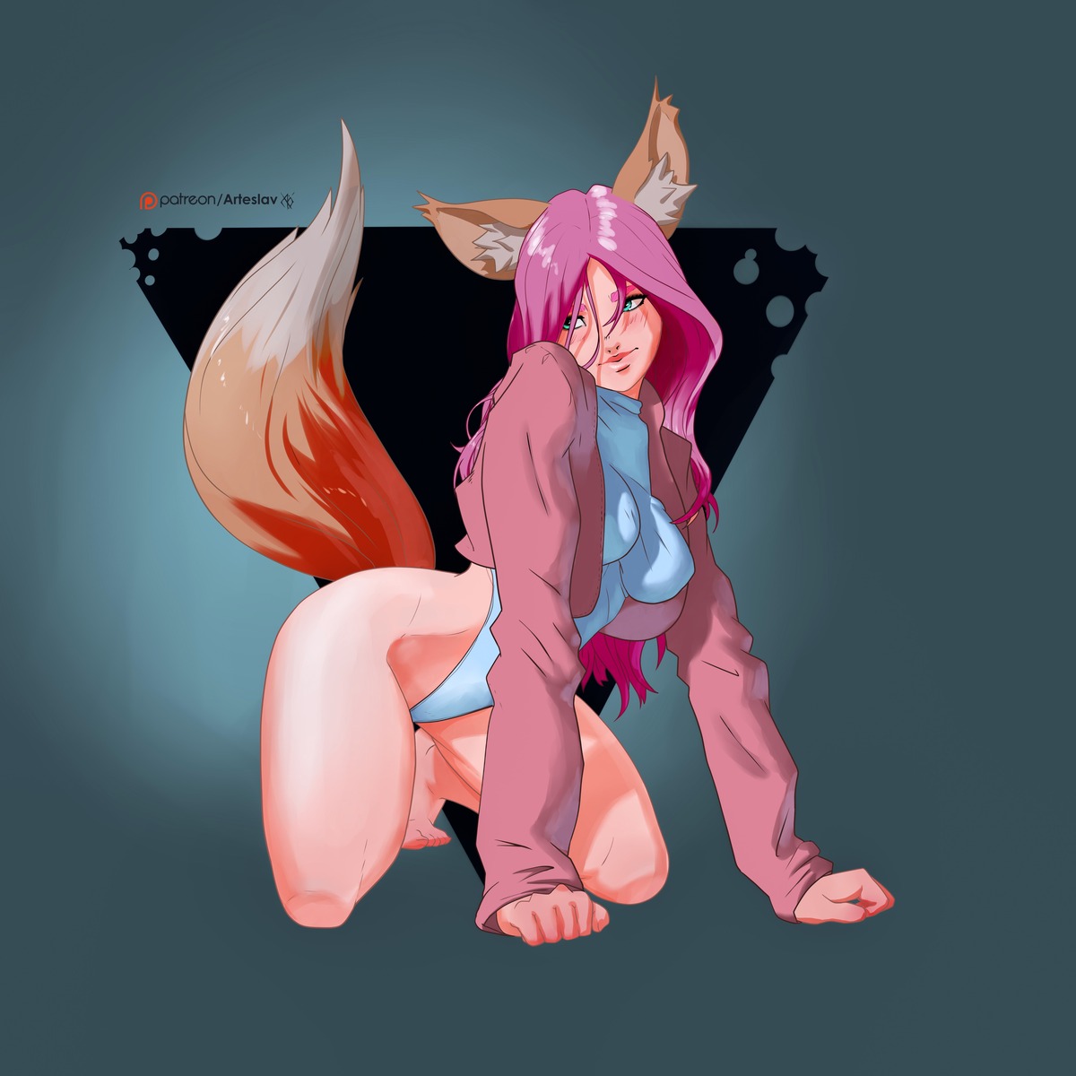 animal_ears, arteslav, kitsune, leotard, tail