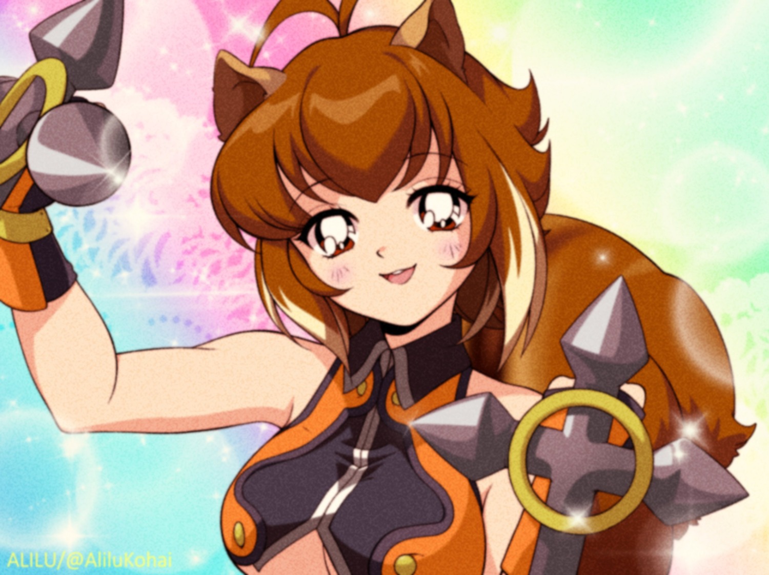 alilu_kohai, animal_ears, blazblue, blazblue:_calamity_trigger, blazblue:_continuum_shift, makoto_nanaya, no_bra, tail