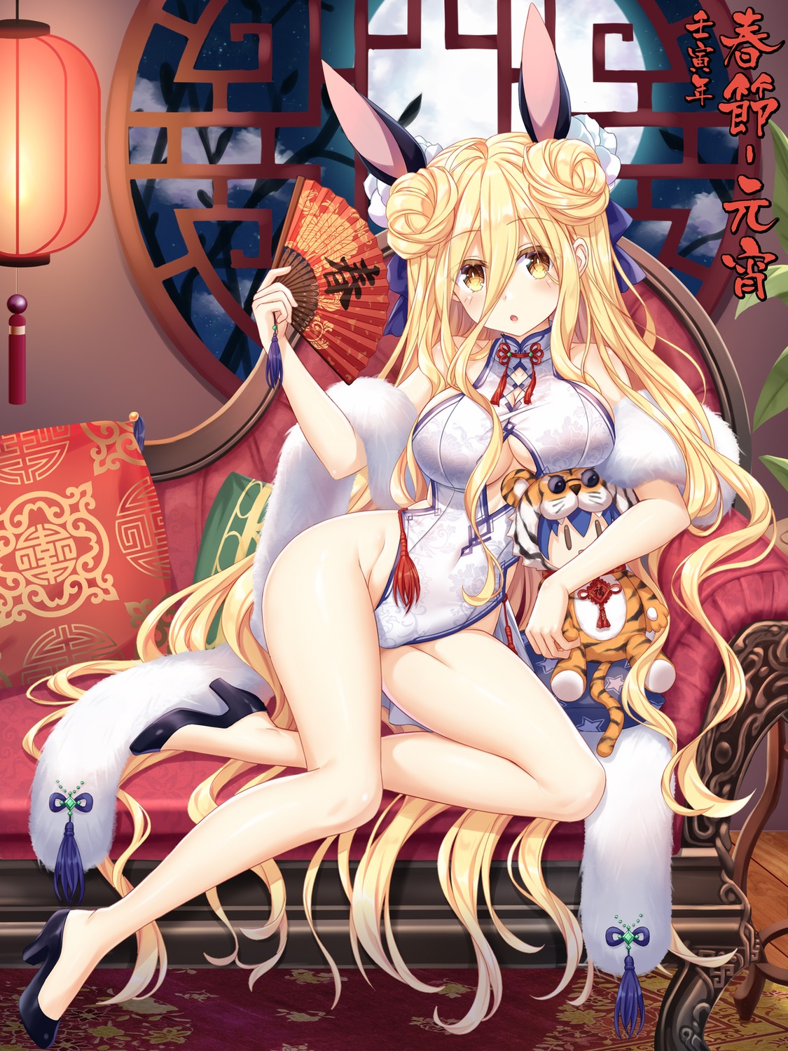 animal_ears, bunny_ears, chinadress, date_a_live, hoshimiya_mukuro, tsubasaki