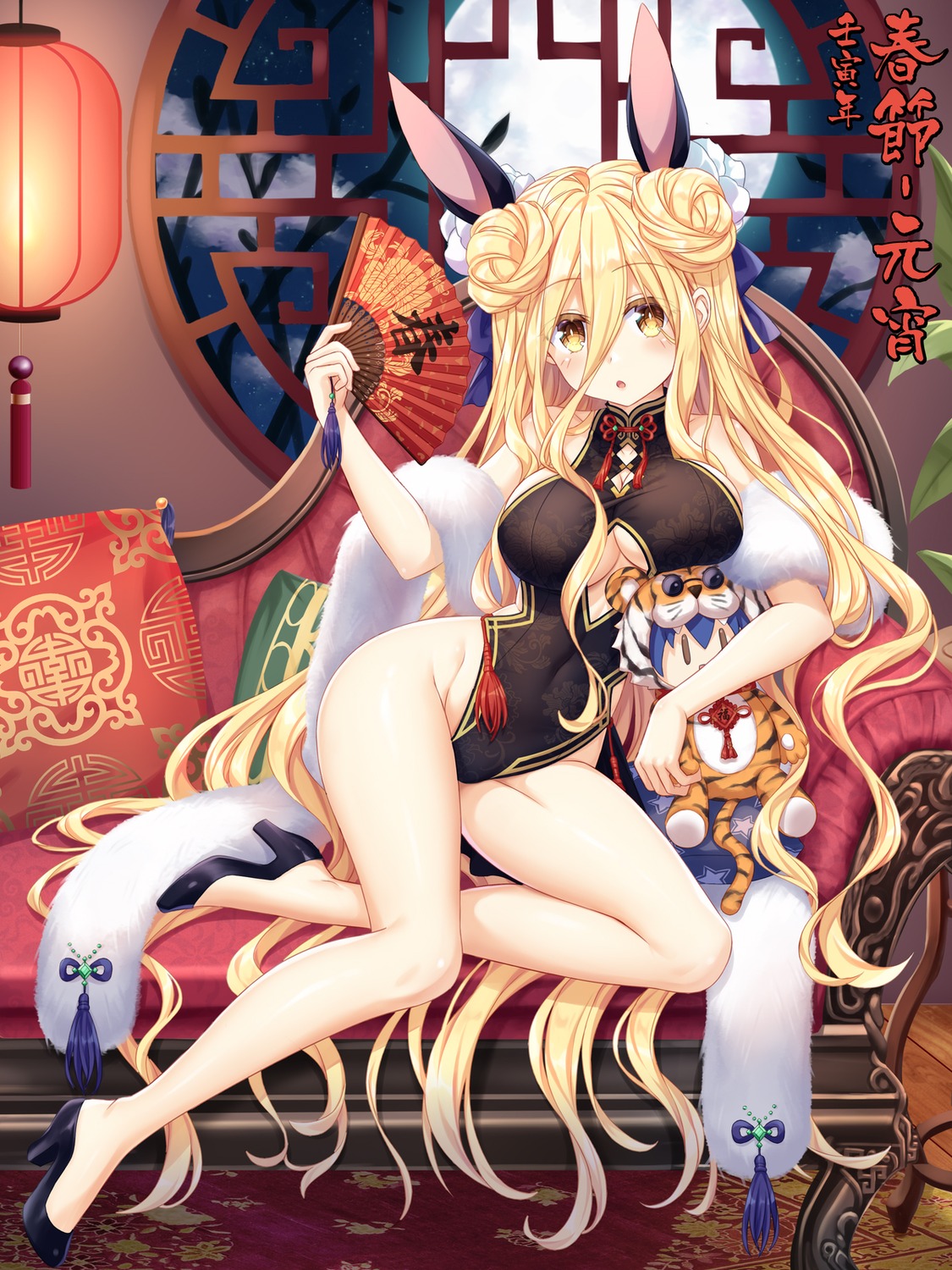 animal_ears, bunny_ears, chinadress, date_a_live, hoshimiya_mukuro, tsubasaki