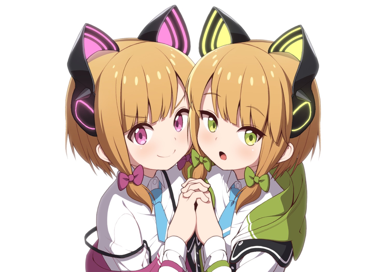 animal_ears, blue_archive, headphones, nekomimi, saiba_midori, saiba_momoi, seifuku, sizque