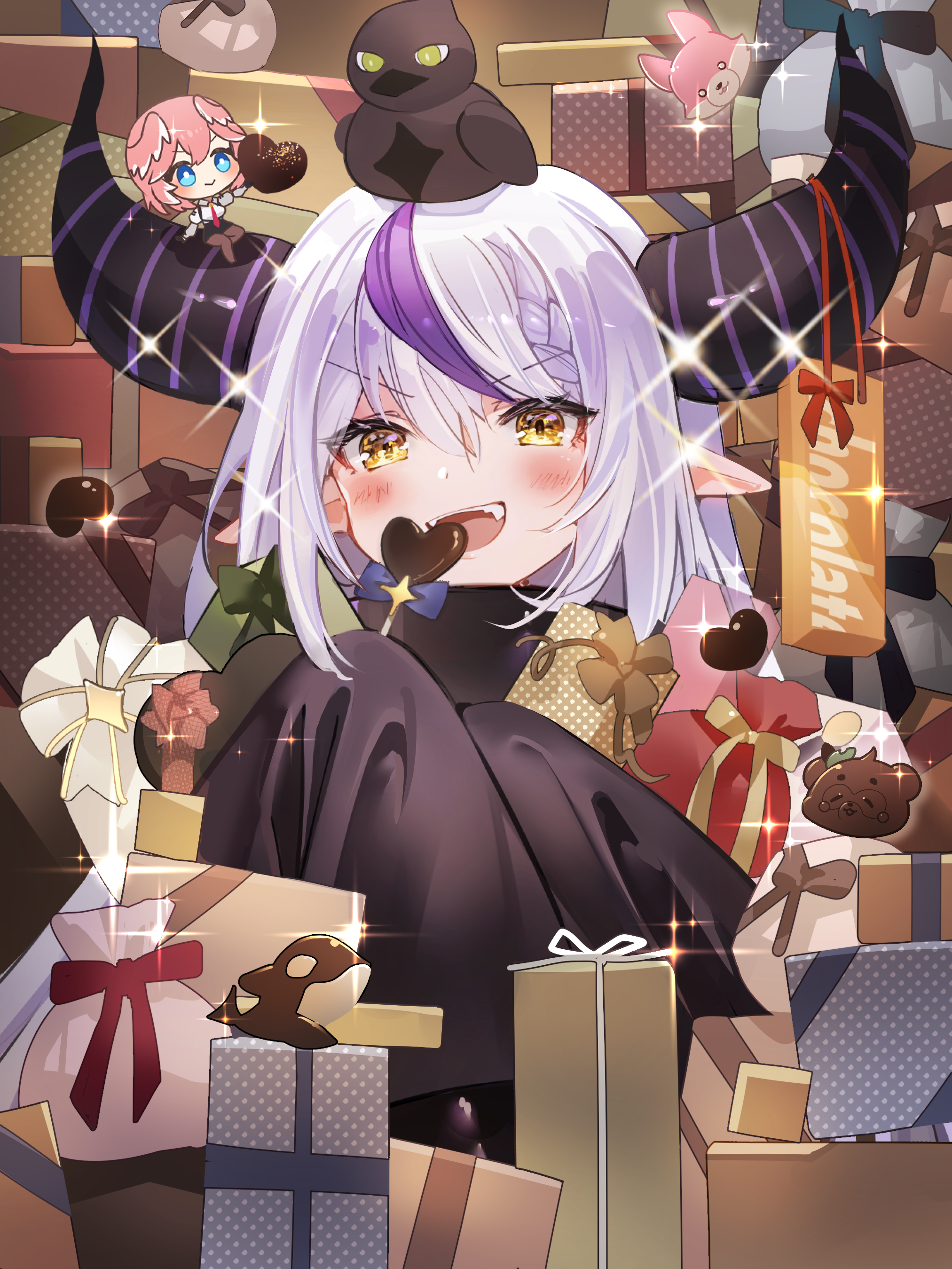 chibi, crow_(la+_darknesss), hololive, horns, la+_darknesss, noir_eku, pantyhose, pointy_ears