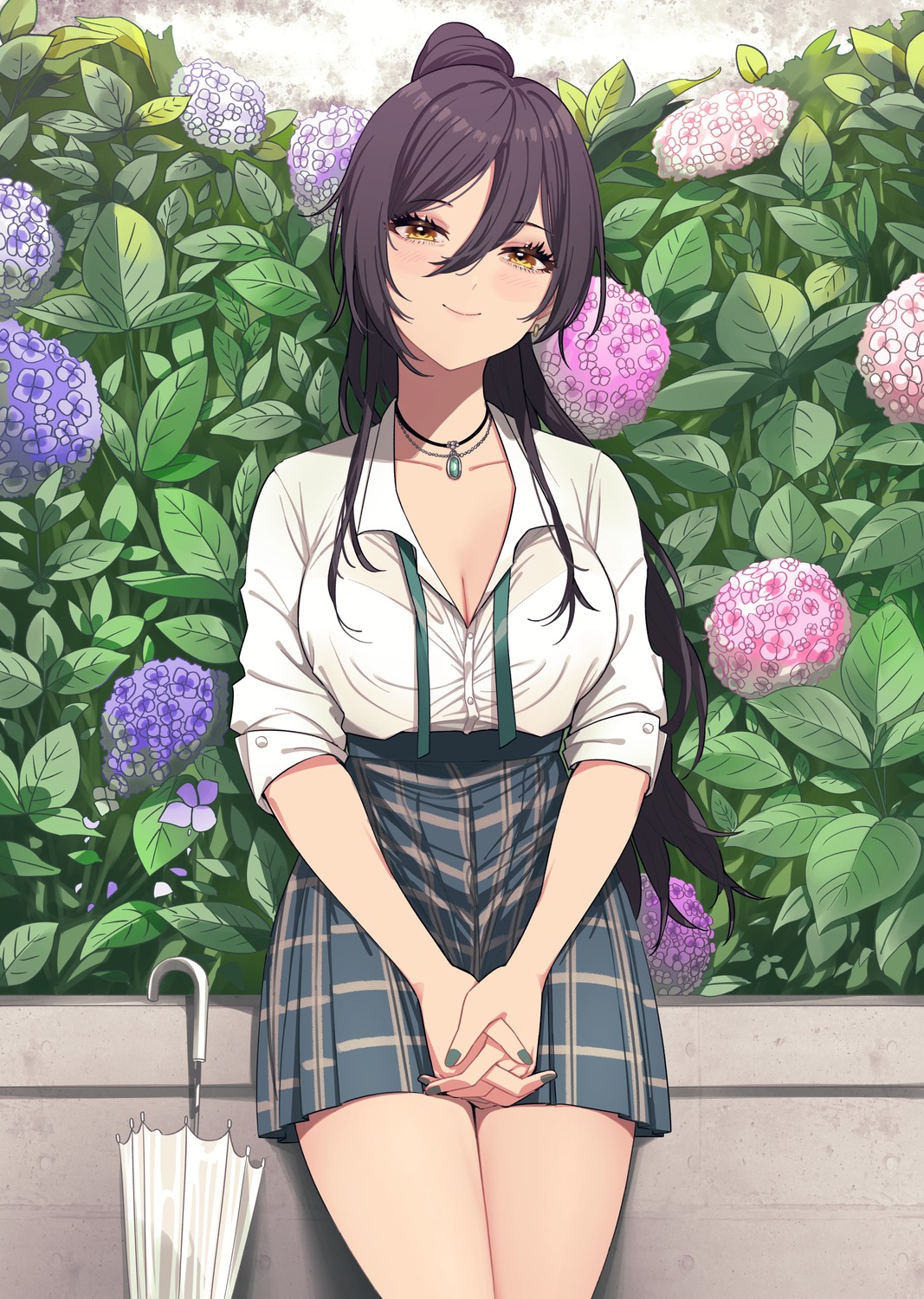 cleavage, maou_(demonlord), open_shirt, see_through, seifuku, shirase_sakuya, the_idolm@ster, the_idolm@ster_shiny_colors