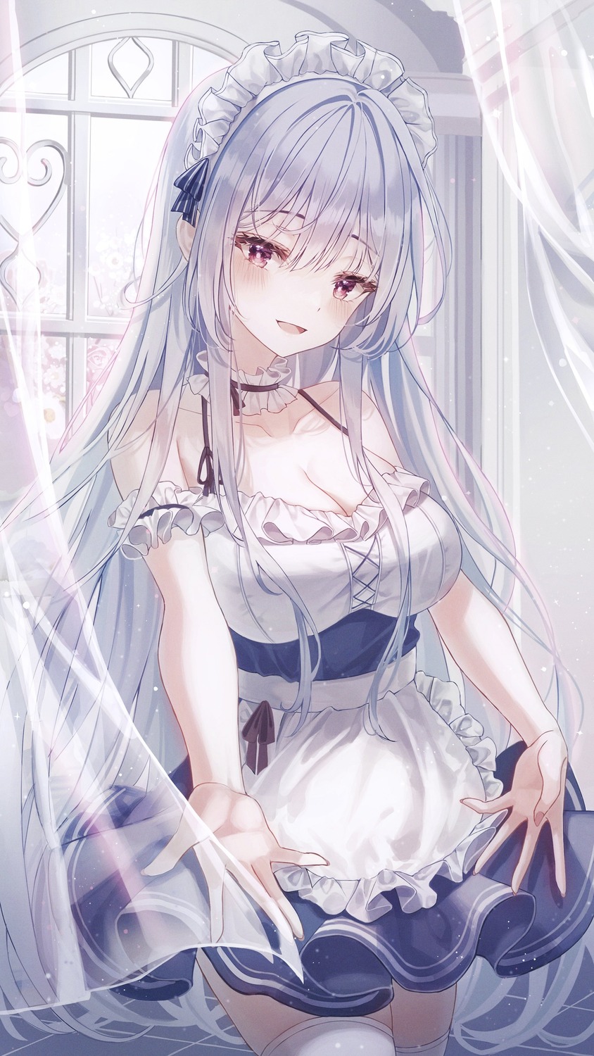 cleavage, jjuha6, maid, thighhighs