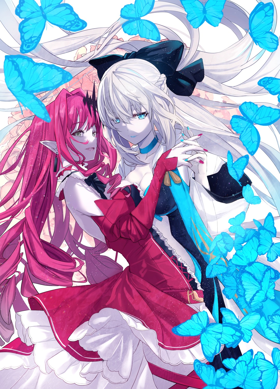 baobhan_sith_(fate), dress, fate/grand_order, garter, morgan_le_fay_(fate), pointy_ears, symmetrical_docking, untsue