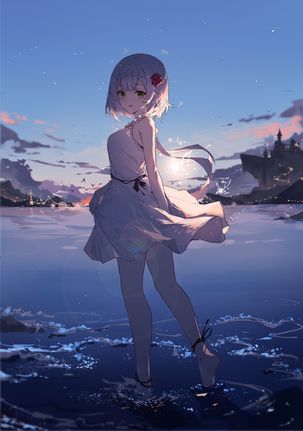 dress, genshin_impact, noelle_(genshin_impact), summer_dress, wet, yajuu