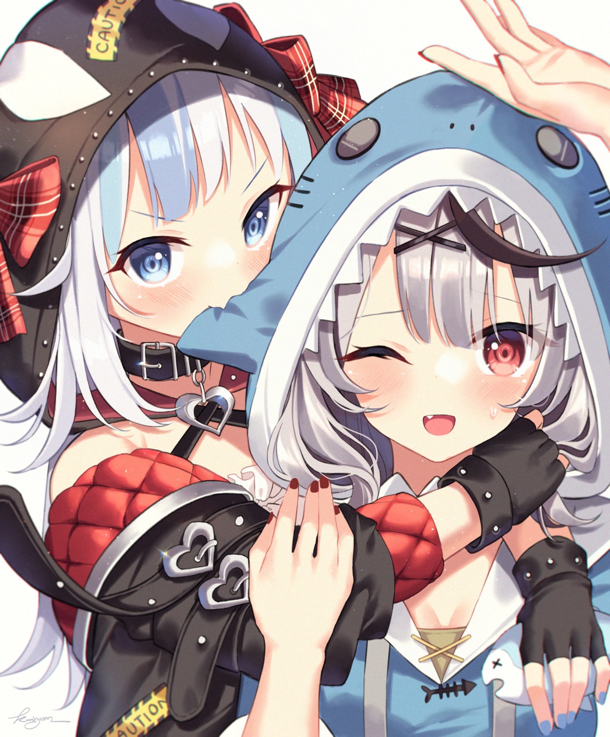 cleavage, cosplay, gawr_gura, hololive, hololive_english, kuri_(animejpholic), sakamata_chloe