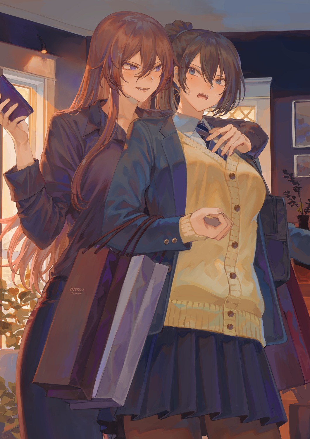 mashu_(003), seifuku, sweater, yuri