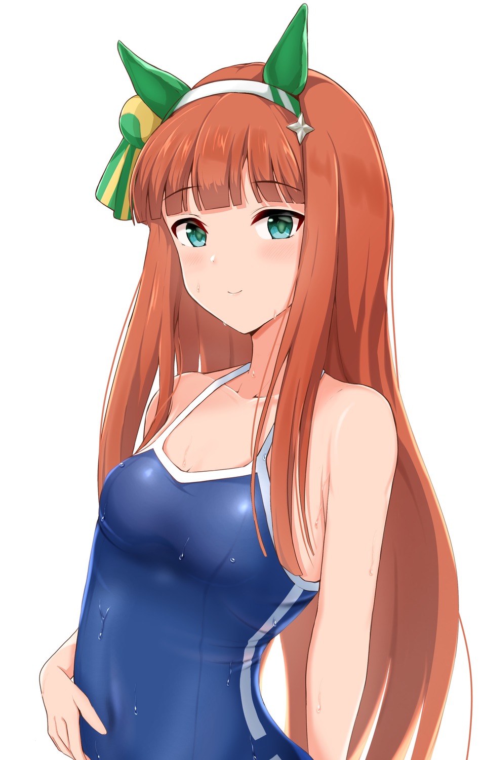 animal_ears, raindrop746079, school_swimsuit, silence_suzuka_(umamusume), swimsuits, uma_musume_pretty_derby, wet