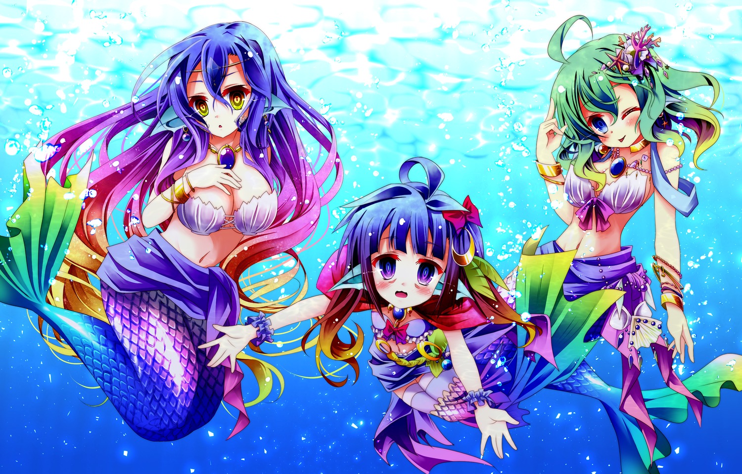 bikini, mermaid, mii_aki, monster_girl, no_game_no_life, swimsuits, tail