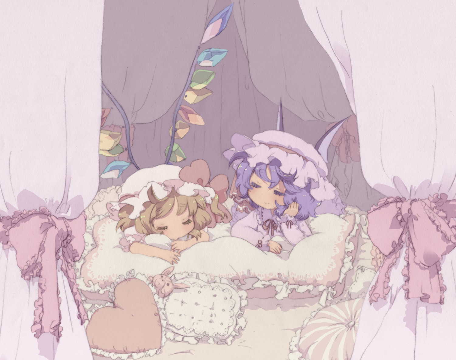 chibi, flandre_scarlet, oto, paper_texture, remilia_scarlet, touhou