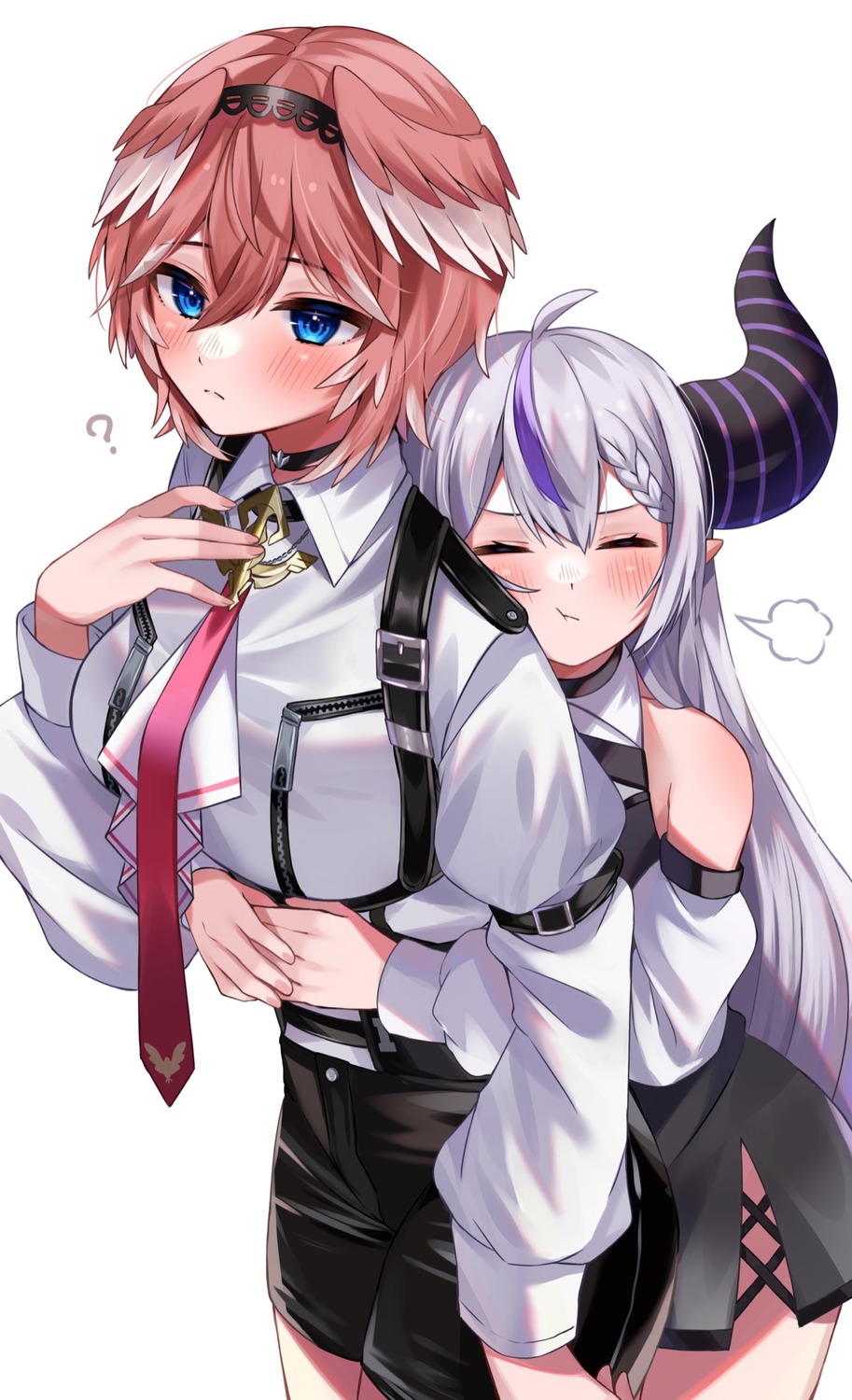 devil, hololive, horns, la+_darknesss, moonbell, pointy_ears, takane_lui, uniform