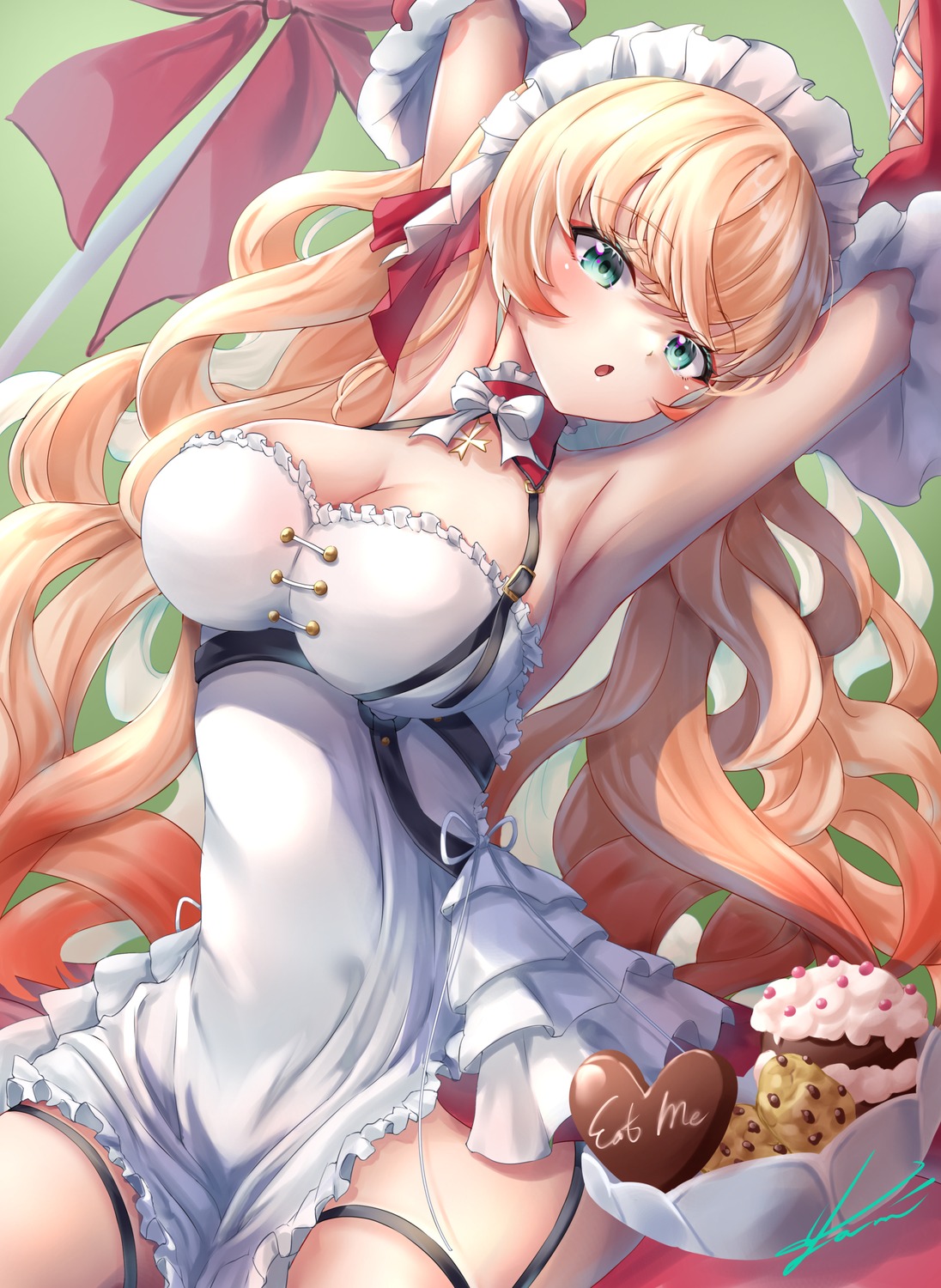 azur_lane, cleavage, garter, howe_(azur_lane), maid, yam_(yam6056)