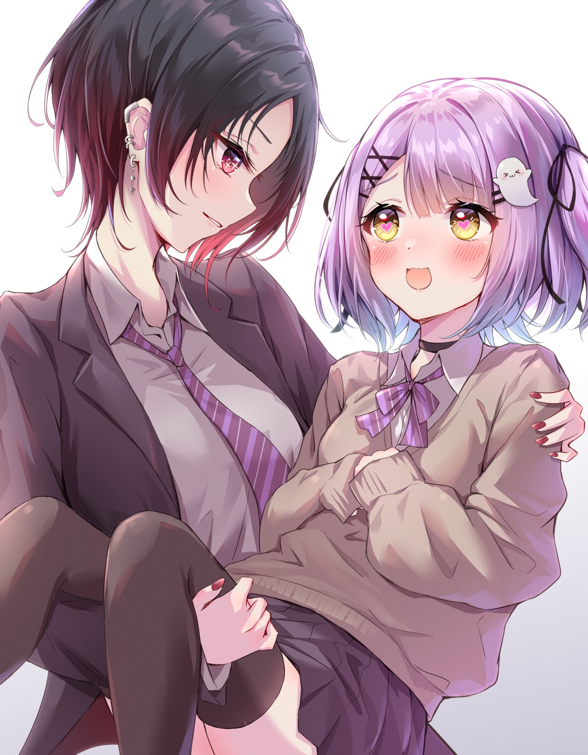 iris_black_games, kisaragi_ren, seifuku, shinomiya_runa, sweater, thighhighs, toki_(toki_ship8), vspo!