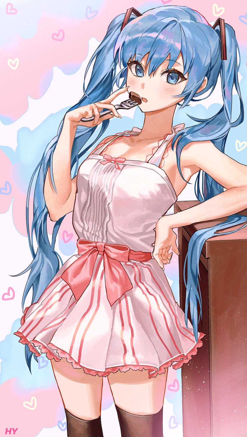 dress, hatsune_miku, hy_(hem_oo), thighhighs, vocaloid