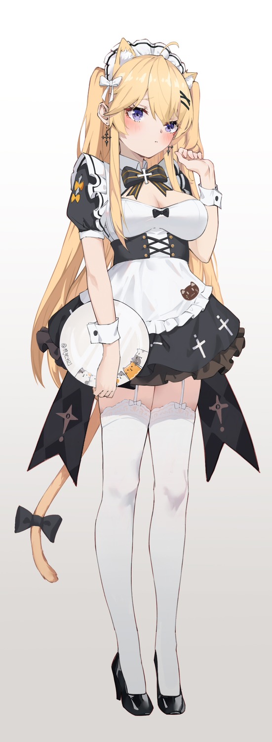 animal_ears, bsmycc, heels, maid, nekomimi, stockings, tail, thighhighs