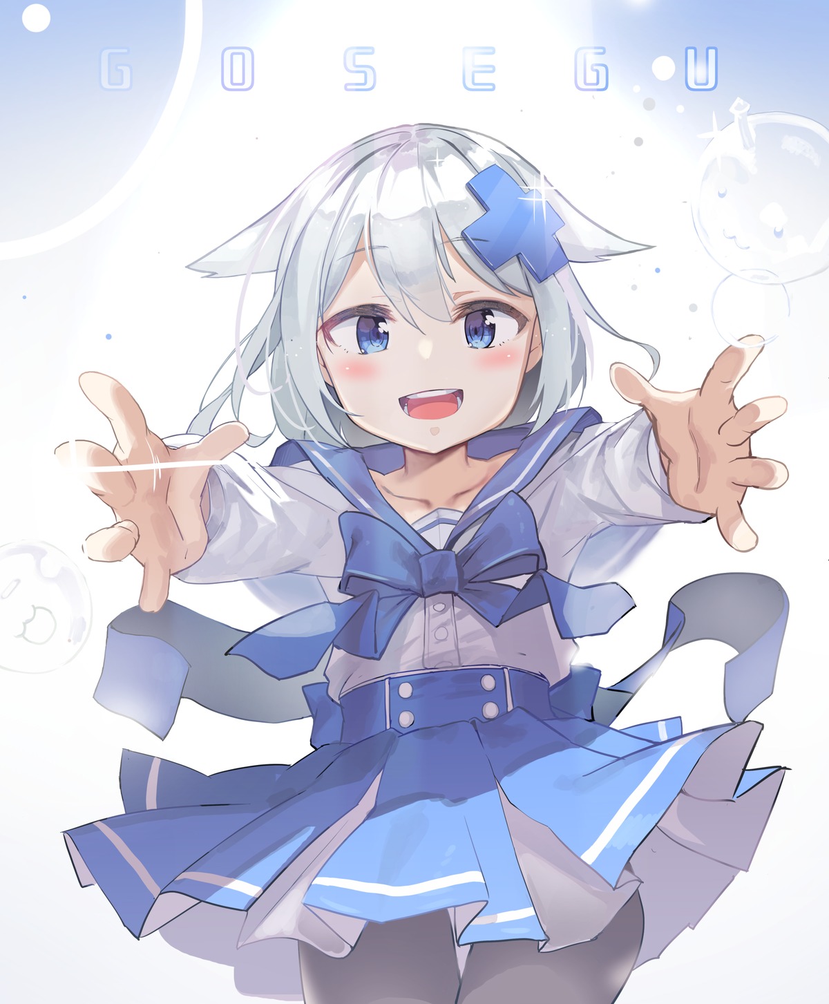 animal_ears, newey, pantyhose, seifuku, skirt_lift