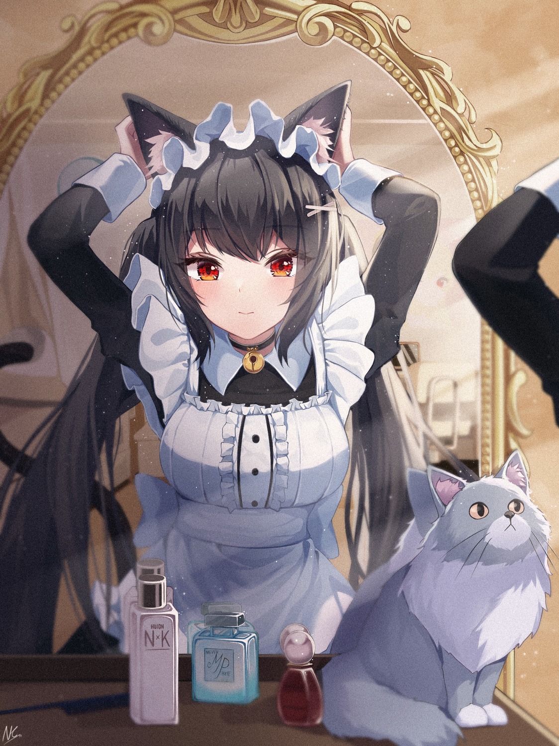 animal_ears, maid, nankam, neko, nekomimi