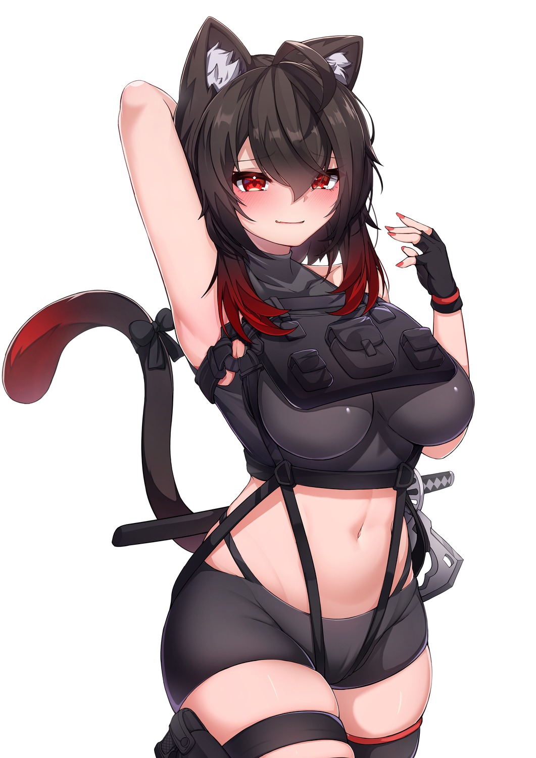 5danny1206, animal_ears, garter, nekomimi, sword, tail, thighhighs