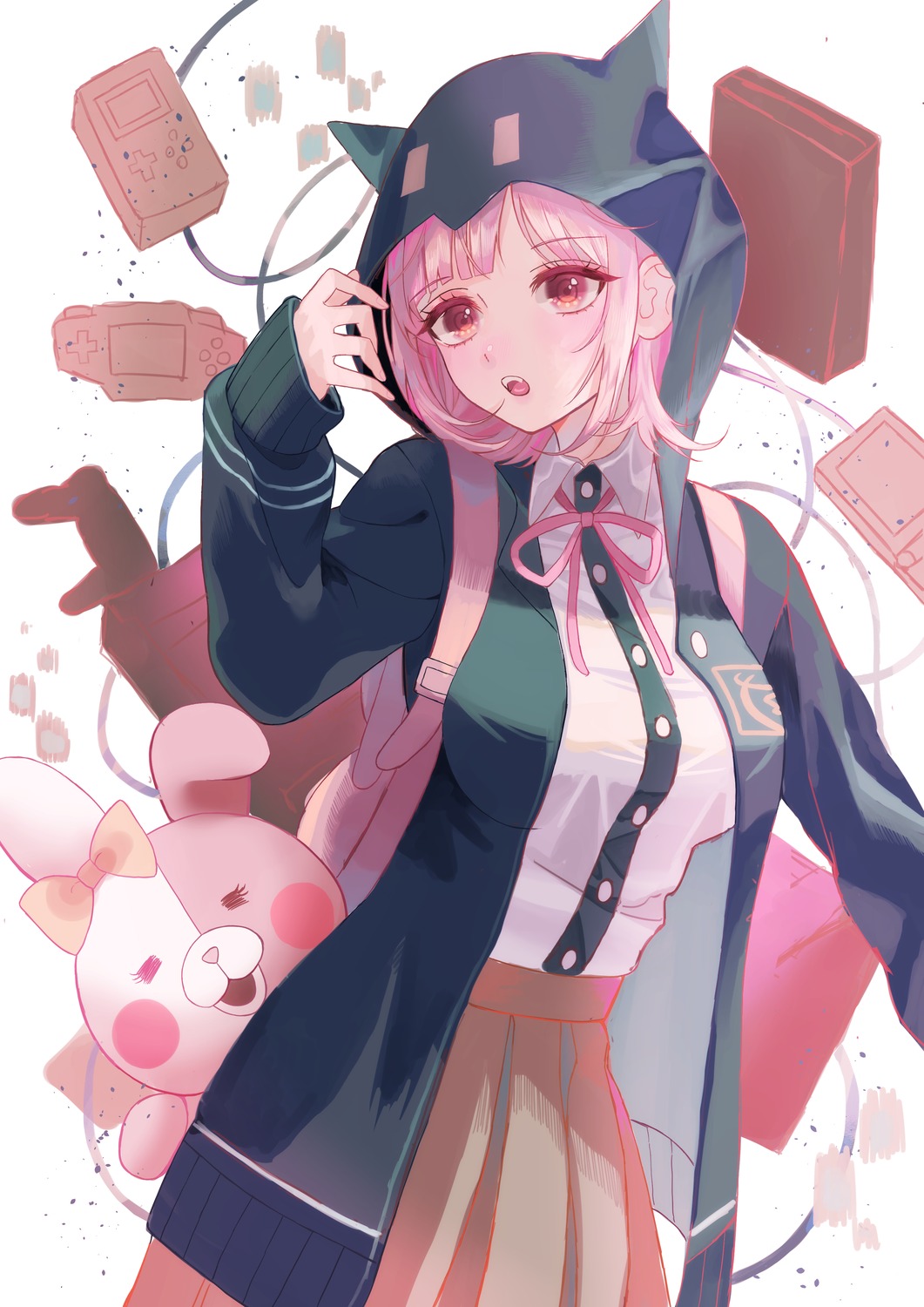 7991_(artist), dangan-ronpa, dangan-ronpa_2, monomi, nanami_chiaki, seifuku