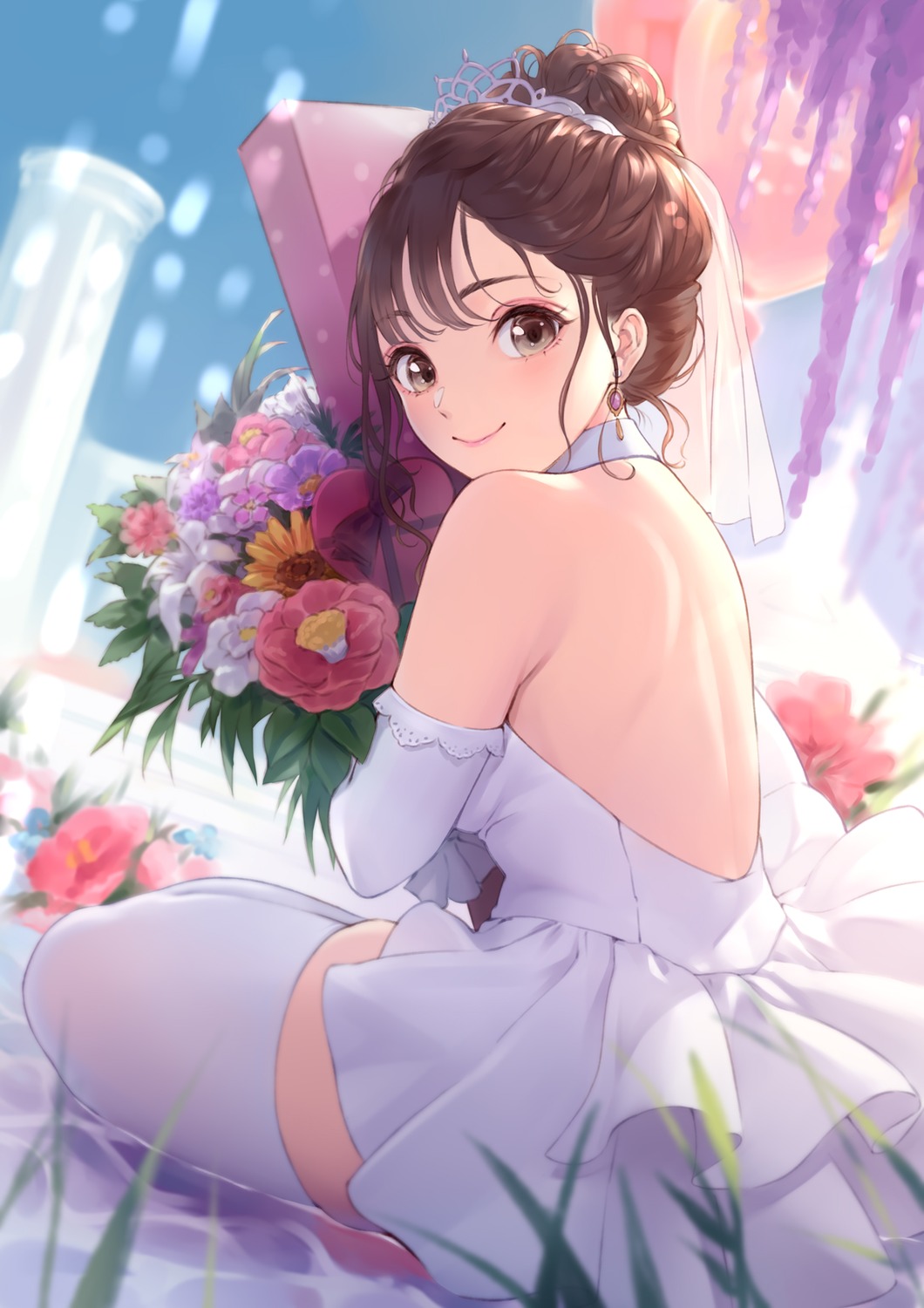 atelier, atelier_ryza, atelier_ryza_2, dress, minato_asuka, reisalin_stout, thighhighs, wedding_dress