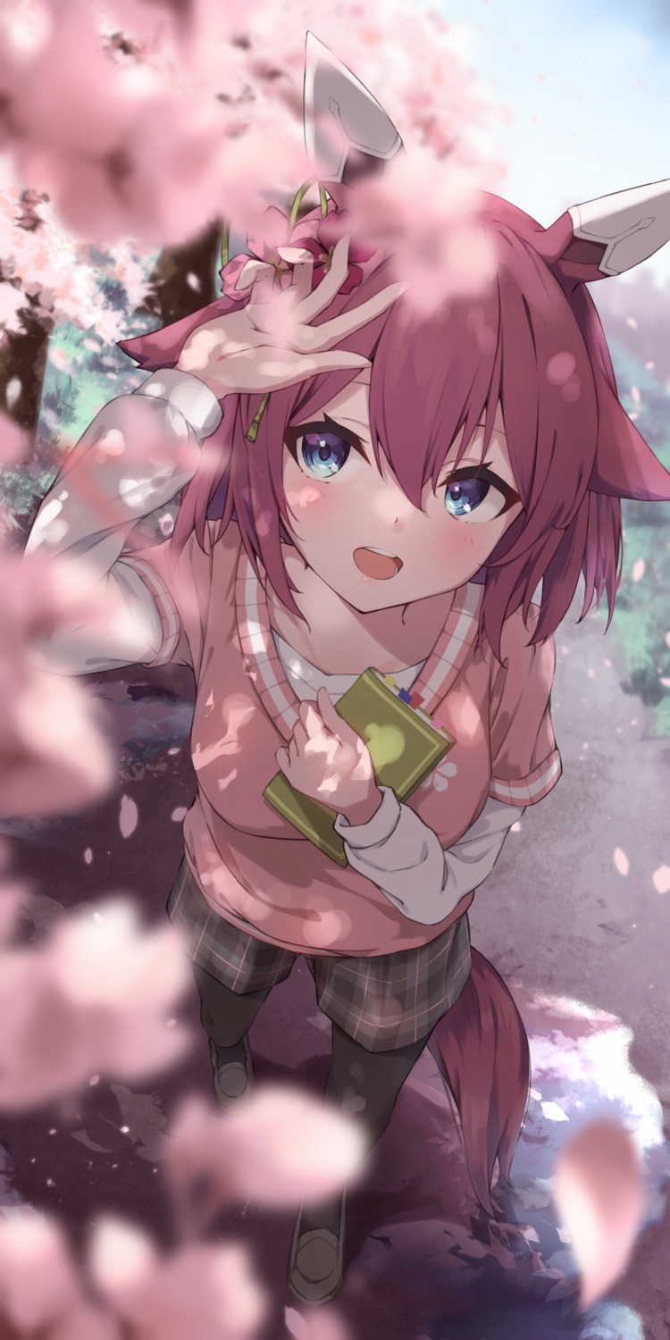 animal_ears, pantyhose, sakura_chiyono_o_(umamusume), sweater, tail, taitan, uma_musume_pretty_derby