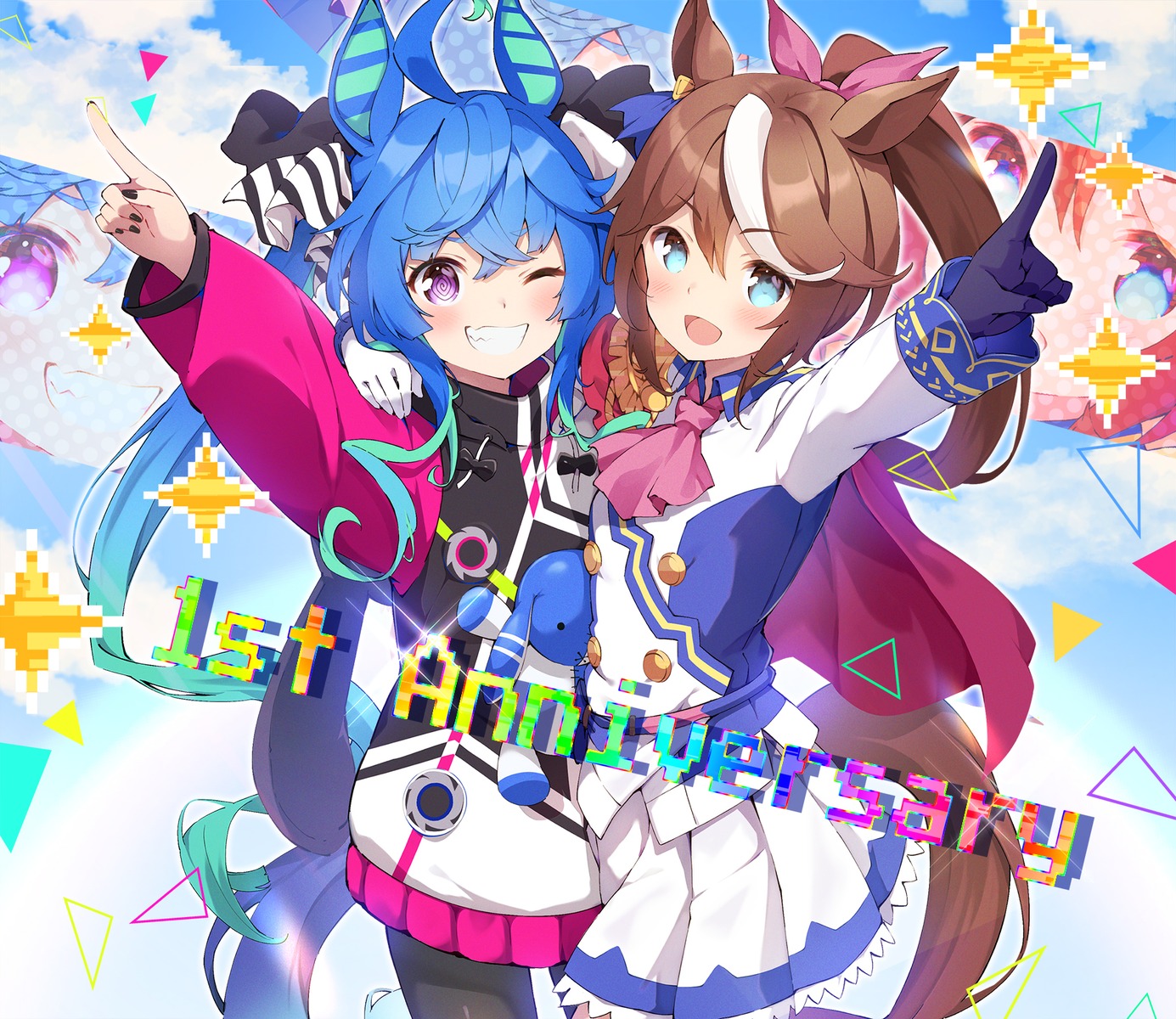 animal_ears, pantyhose, pilokey, tail, tokai_teio_(umamusume), twin_turbo_(umamusume), uma_musume_pretty_derby, uniform