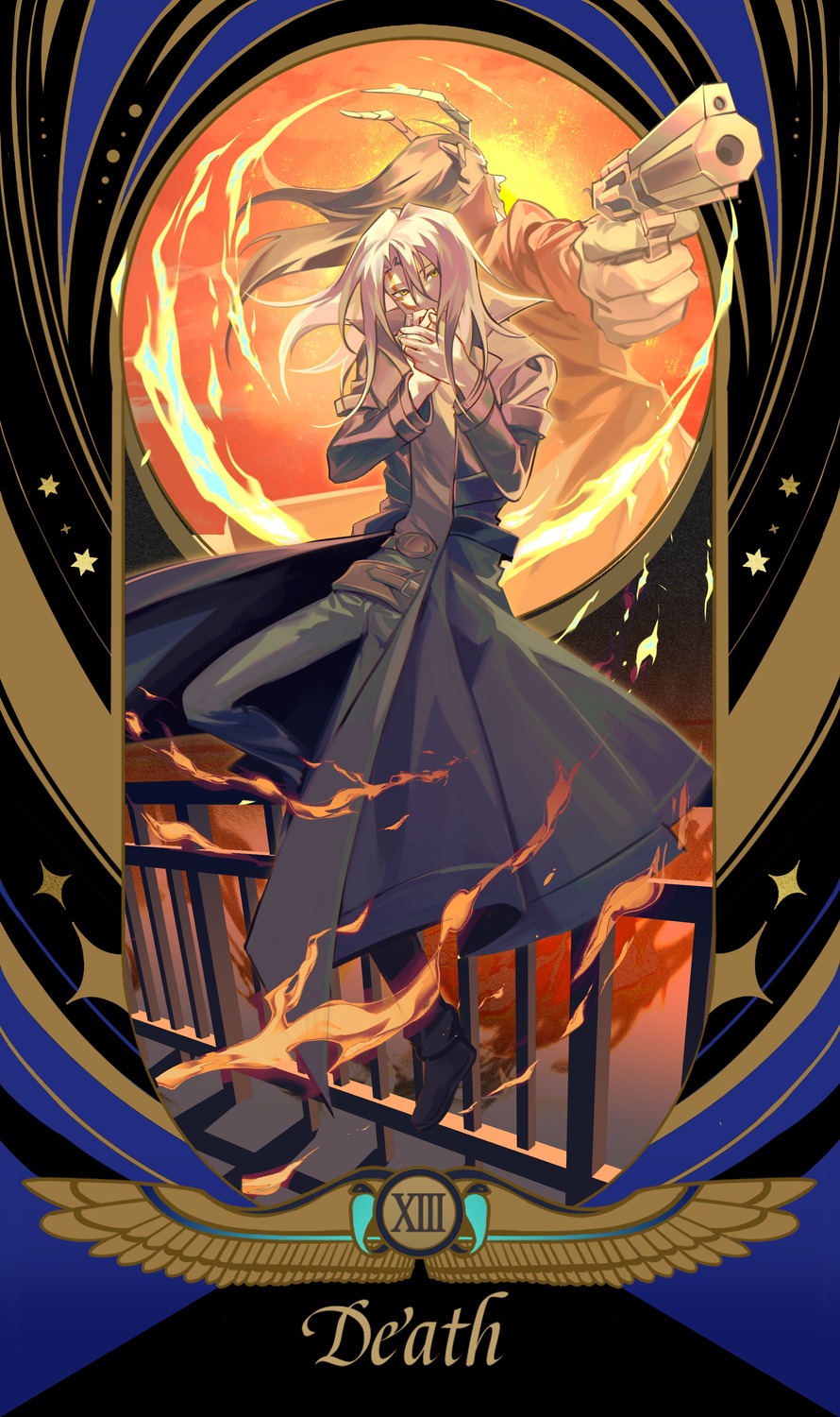 gun, infernity_doom_slinger, kiryuu_kyousuke, male, ssbaby, tarot, tattoo, yugioh, yugioh_5d's