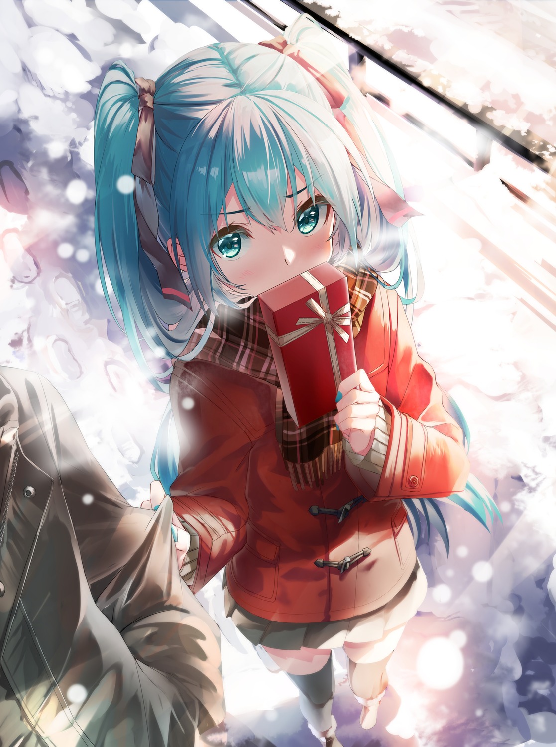 daidou_(demitasse), hatsune_miku, seifuku, sweater, thighhighs, valentine, vocaloid